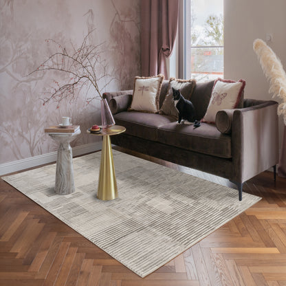 Dark Grey Mayfair Matrix metallic rug, styled view 2
