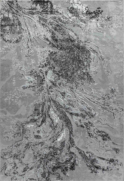 Serenity Metallic Abstract Rug - Water Flow Black