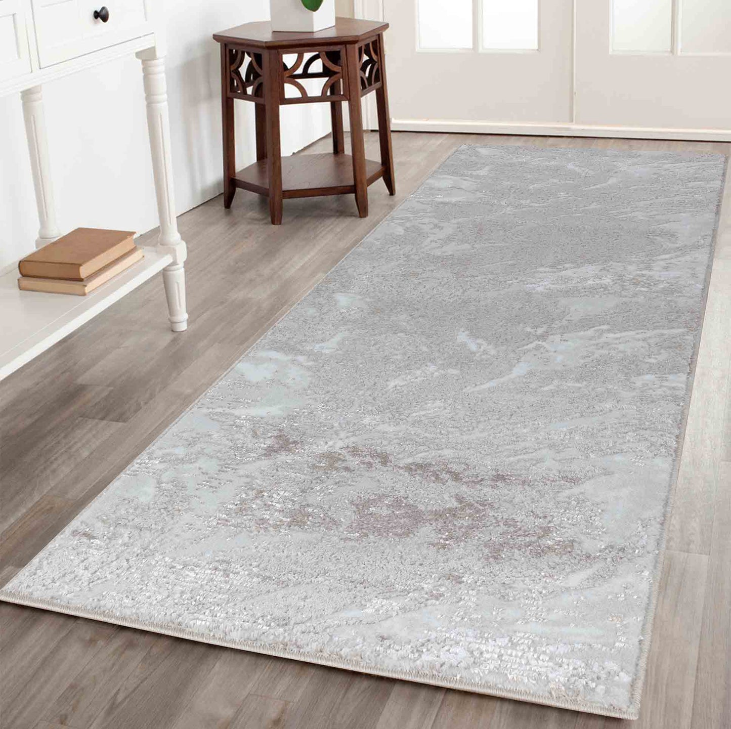 Serenity Metallic Abstract Rug - Water Flow Stone