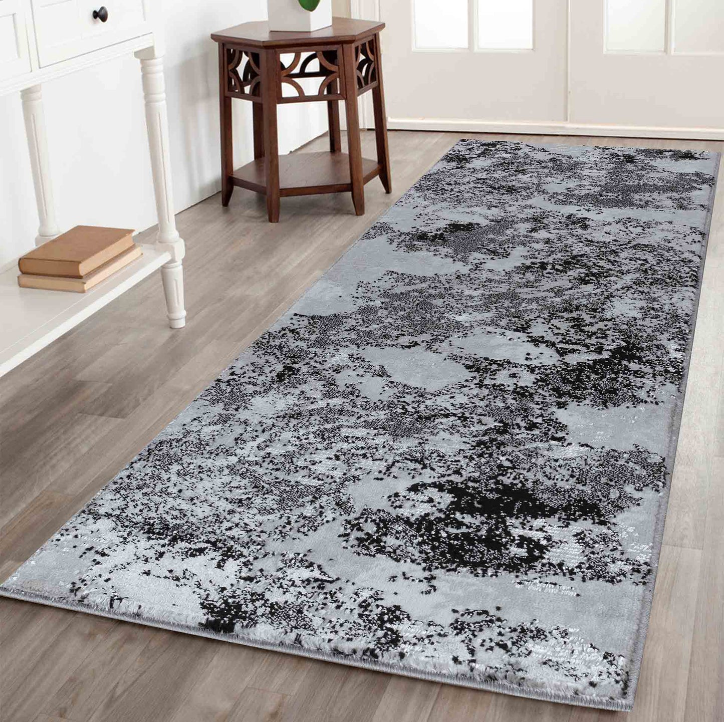 Serenity Metallic Abstract Rug - Sprayed Black