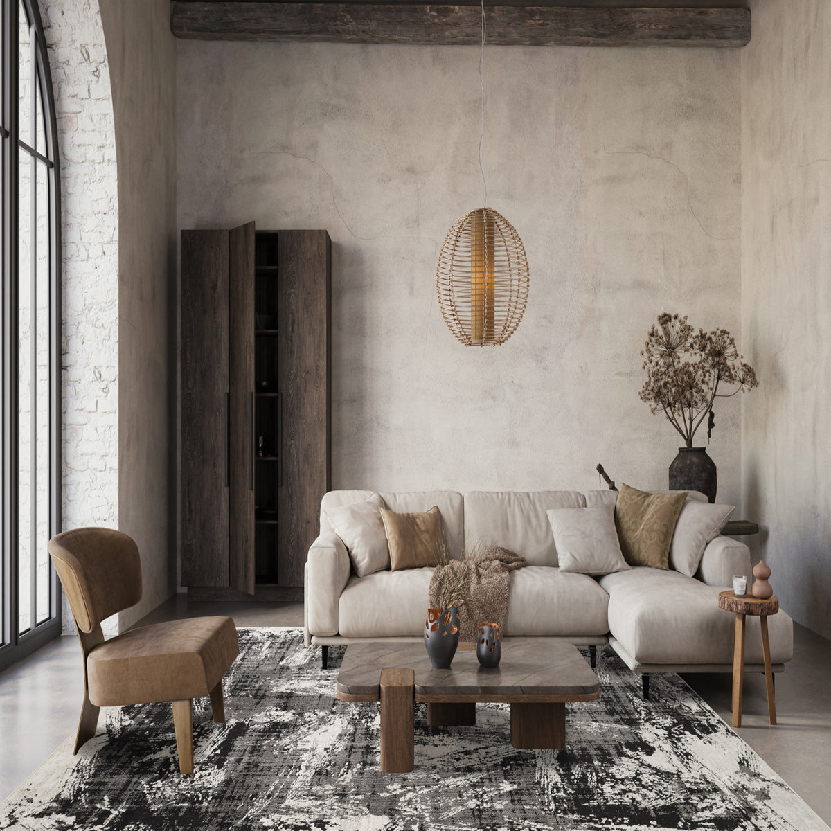 Mayfair Canvas metallic rug, styled view 3