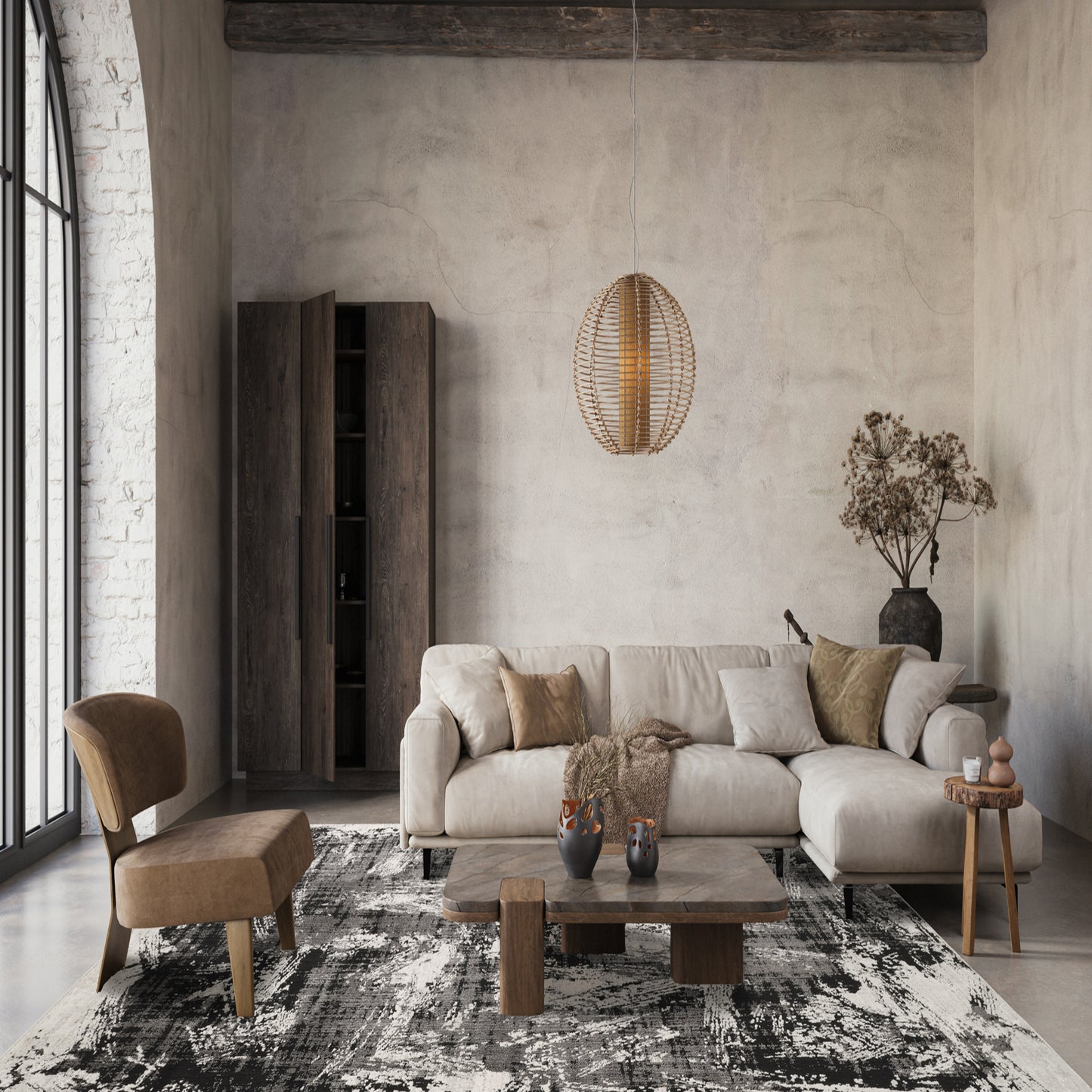 Mayfair Canvas metallic rug, styled view 3