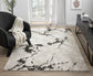 Grey Eleanor Astro embossed abstract rug, styled view 2