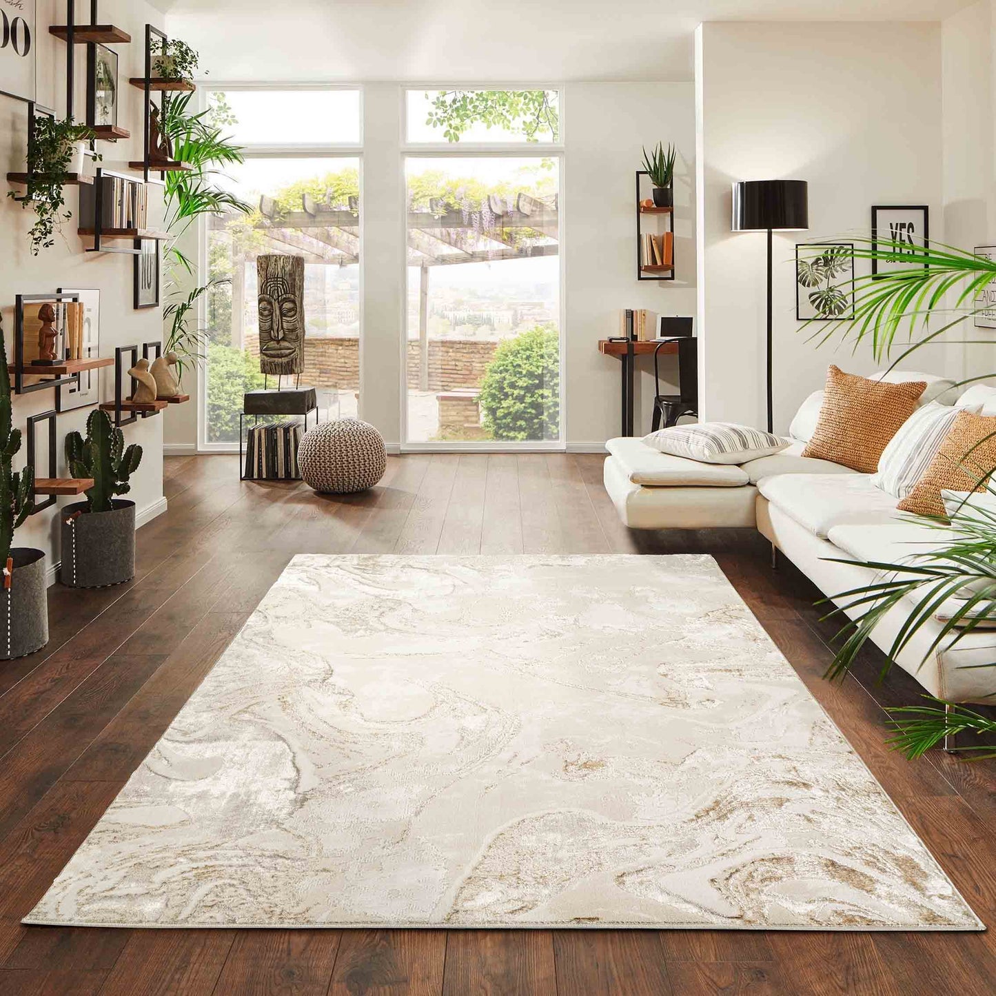 Emperor Metallic Abstract Rug - Solarius Gold