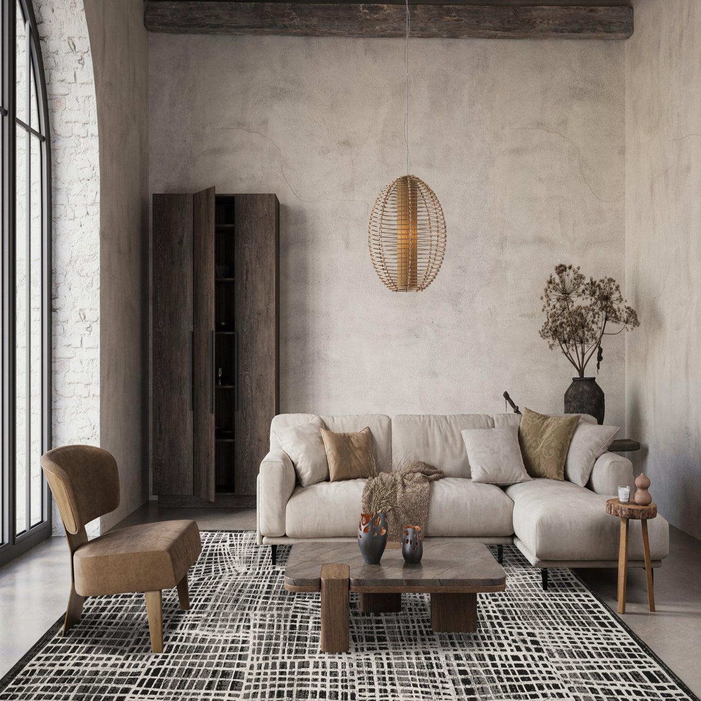Mayfair Mesh metallic rug, styled view 3