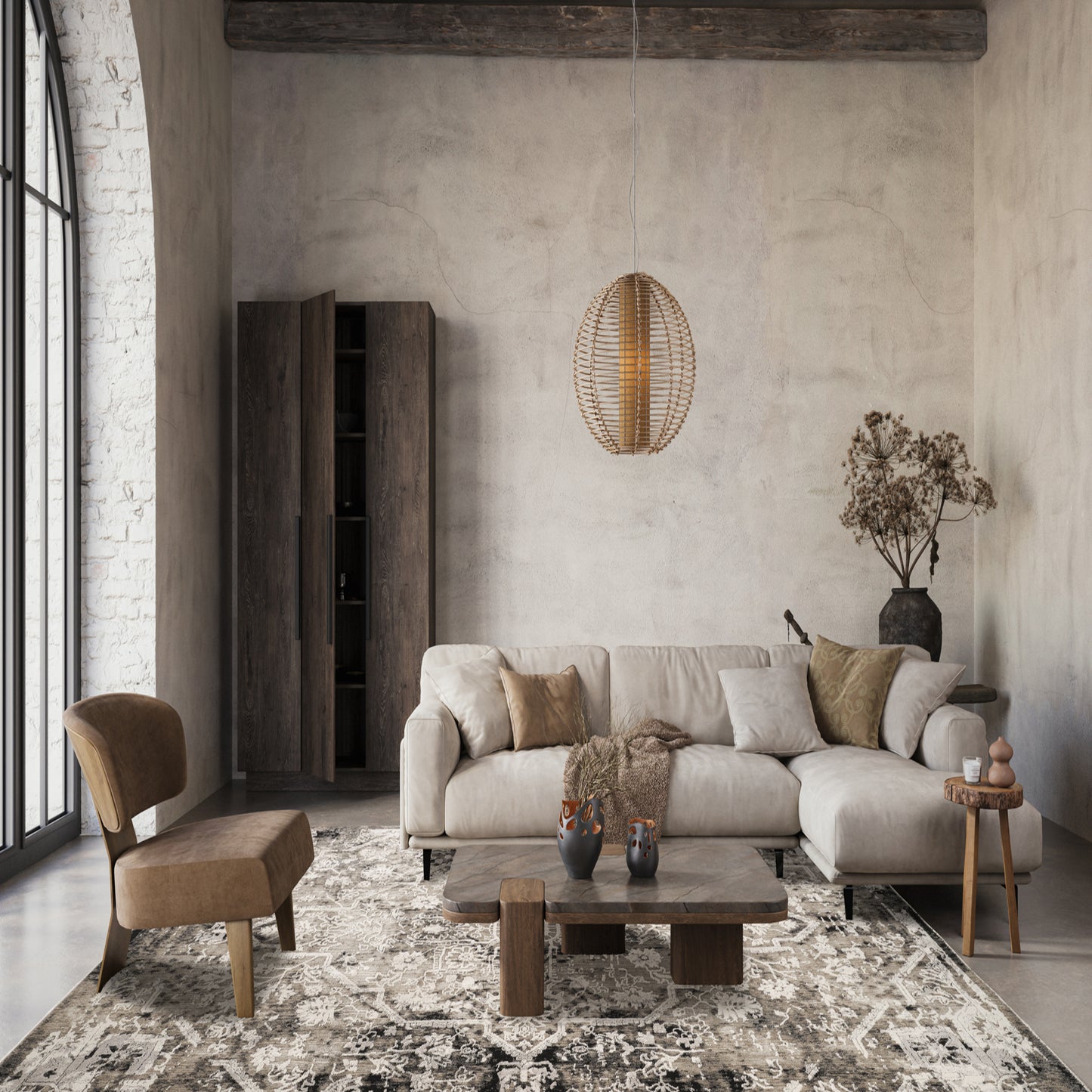 Mayfair Flora metallic rug, styled view 3