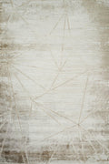 Beige Novu Mirage abstract rug, styled view 2