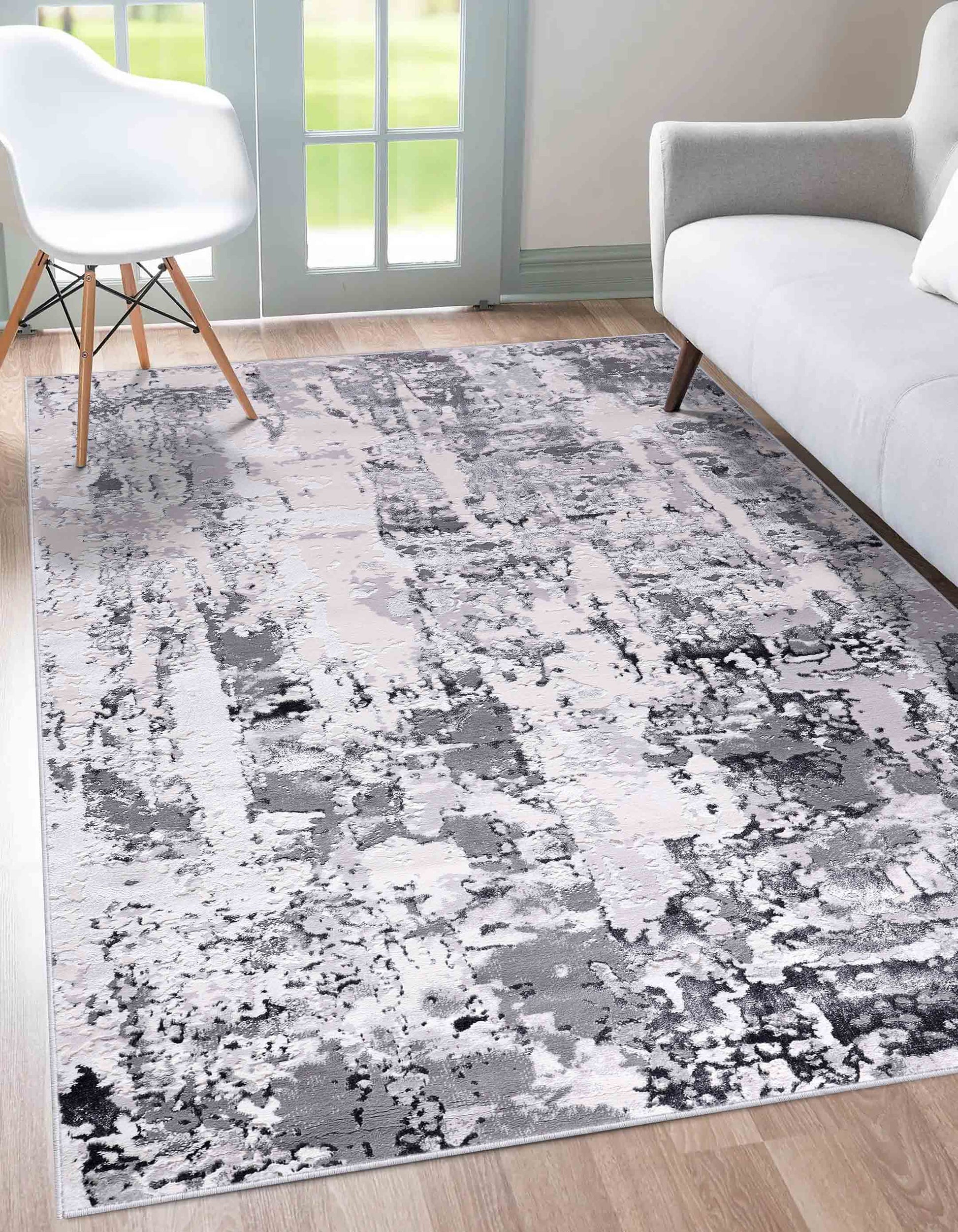Aqua Emperor Styra abstract rug, styled view 14