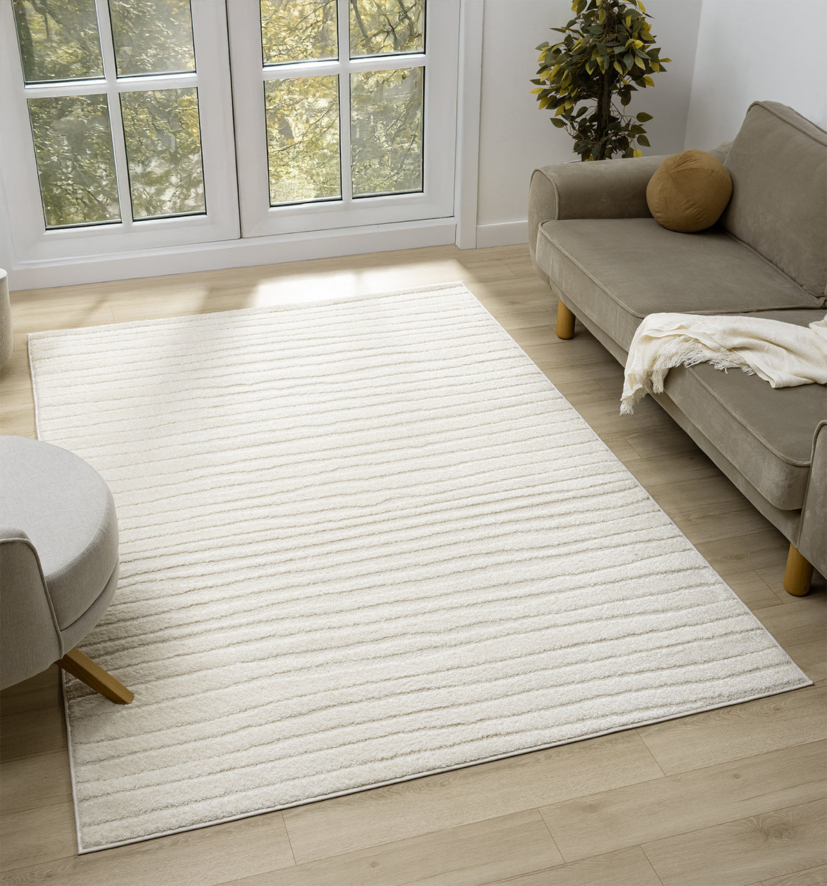 Aya Scandinavian Rena modern rug, styled view