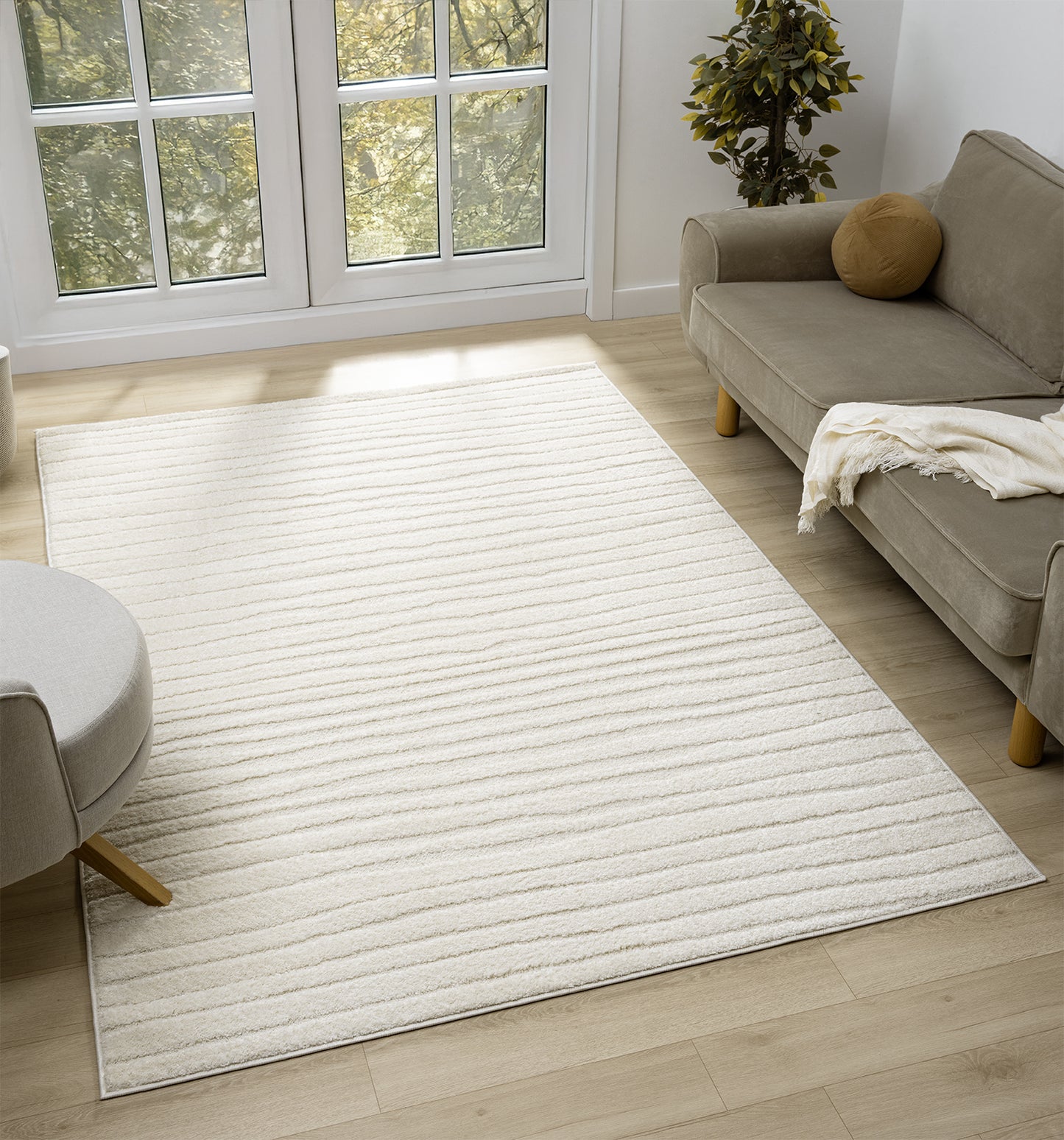 Aya Scandinavian Rena modern rug, styled view