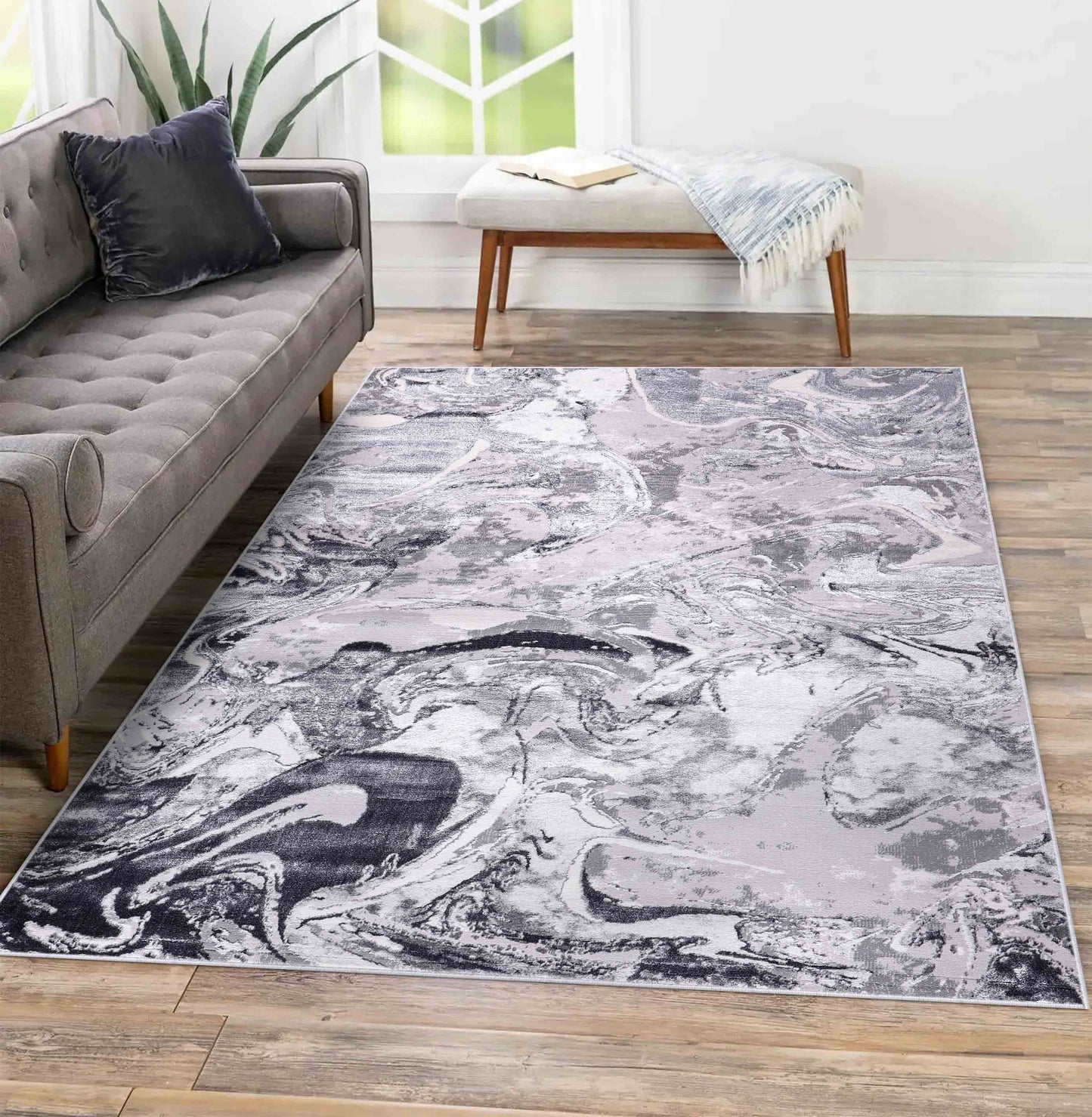 Emperor Metallic Abstract Rug - Solarius Gold