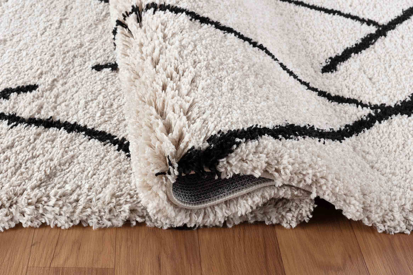 Marrakesh Diamond Shaggy Rug - Stone