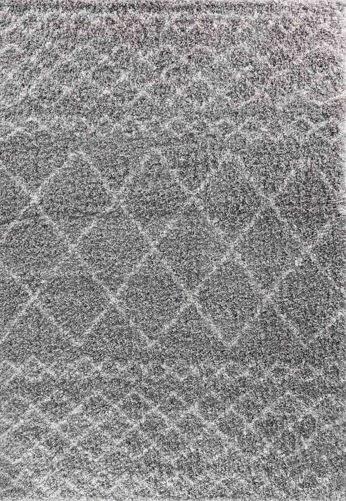 Marrakesh Mixed Diamond Shaggy Rug - Grey