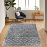 Marrakesh Mixed Diamond Shaggy Rug - Grey