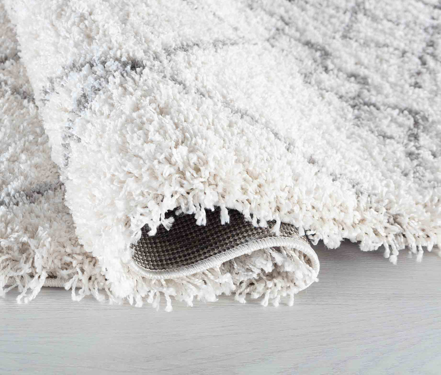 Marrakesh Mixed Diamond Shaggy Rug - Light Cream