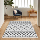 Marrakesh Mixed Diamond Shaggy Rug - Stone