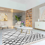 Marrakesh Mixed Diamond Shaggy Rug - Stone