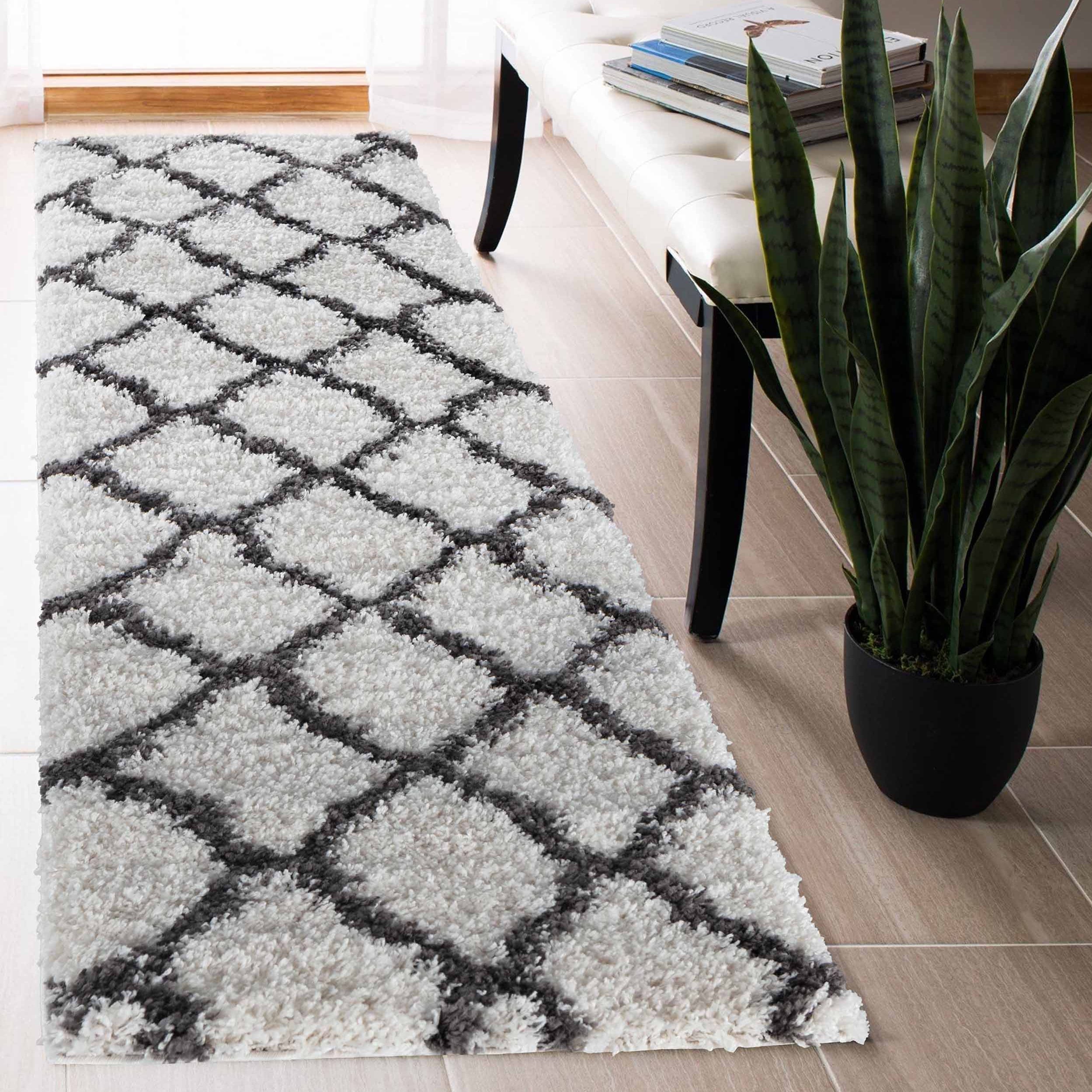 Marrakesh Trellis Shaggy Rug - Dark Cream