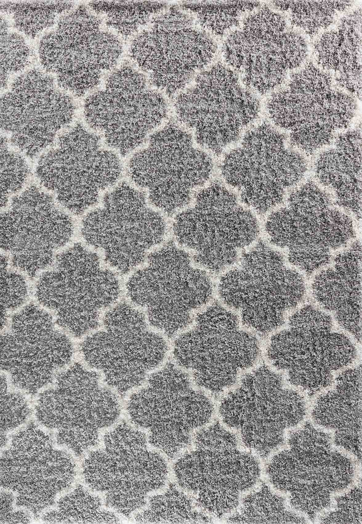 Marrakesh Trellis Shaggy Rug - Grey