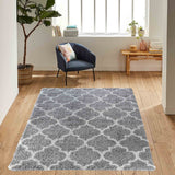 Marrakesh Trellis Shaggy Rug - Grey