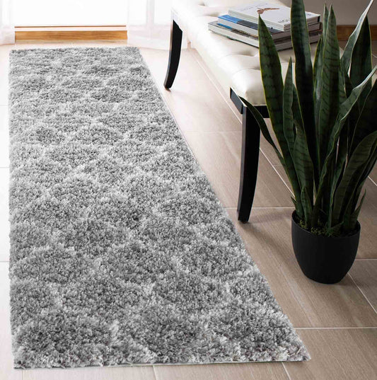 Marrakesh Trellis Shaggy Rug - Grey