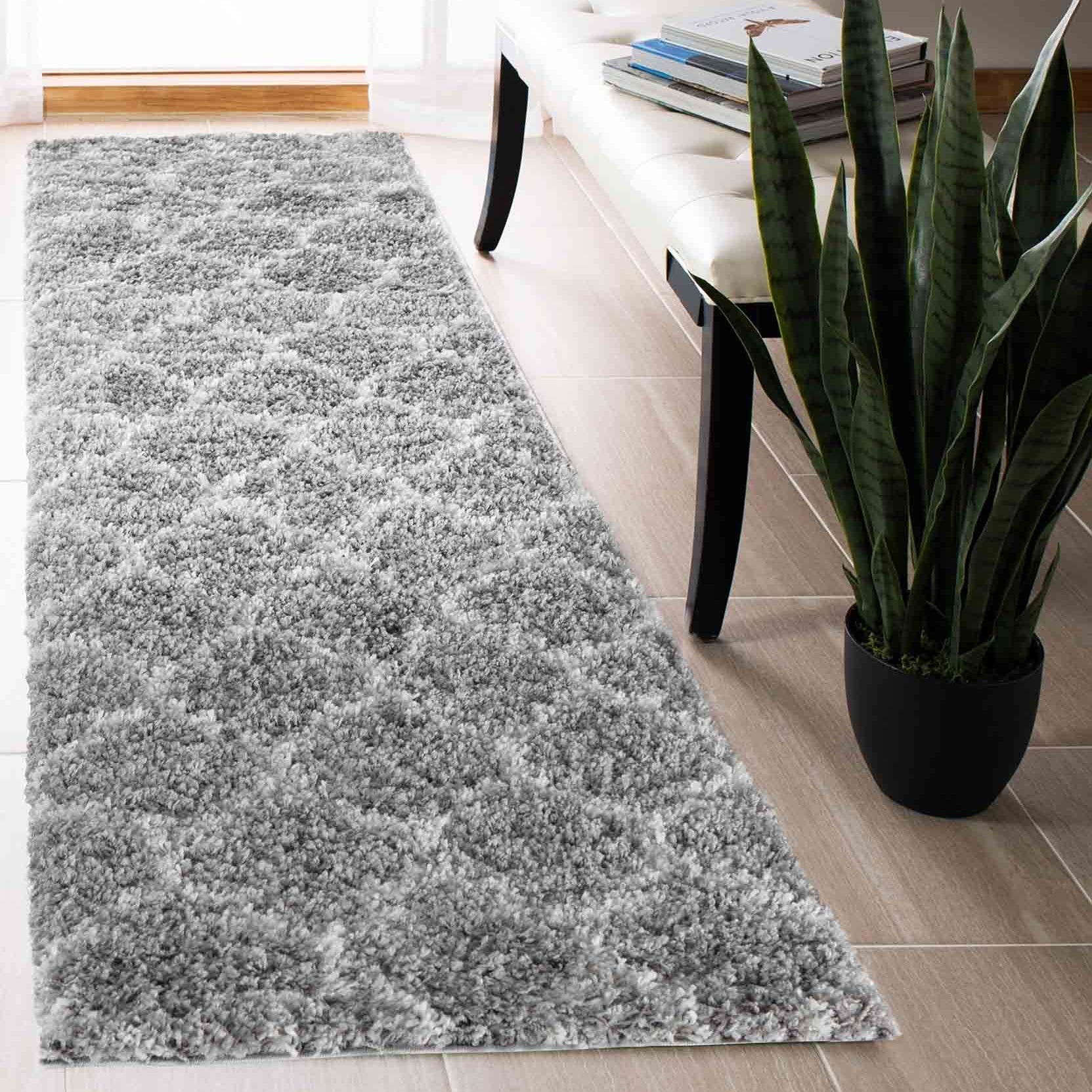 Marrakesh Trellis Shaggy Rug - Grey