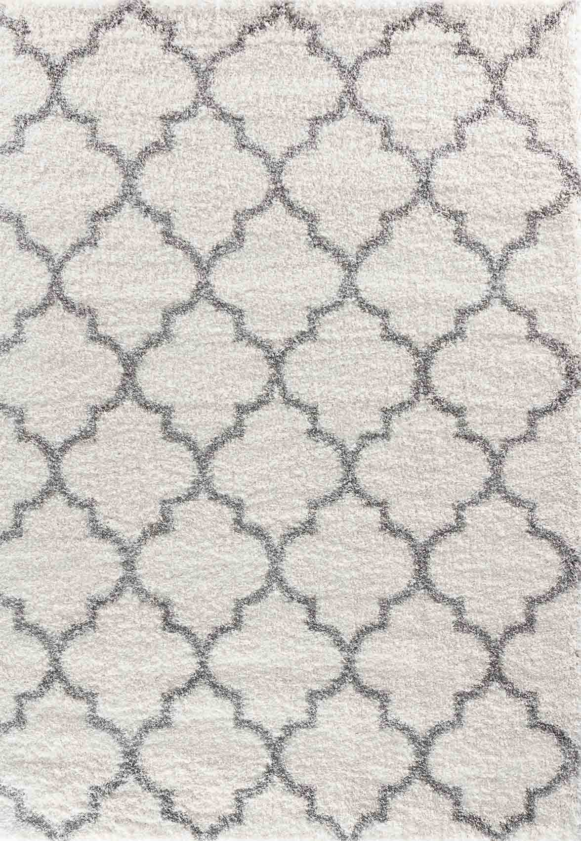 Marrakesh Trellis Shaggy Rug - Light Cream