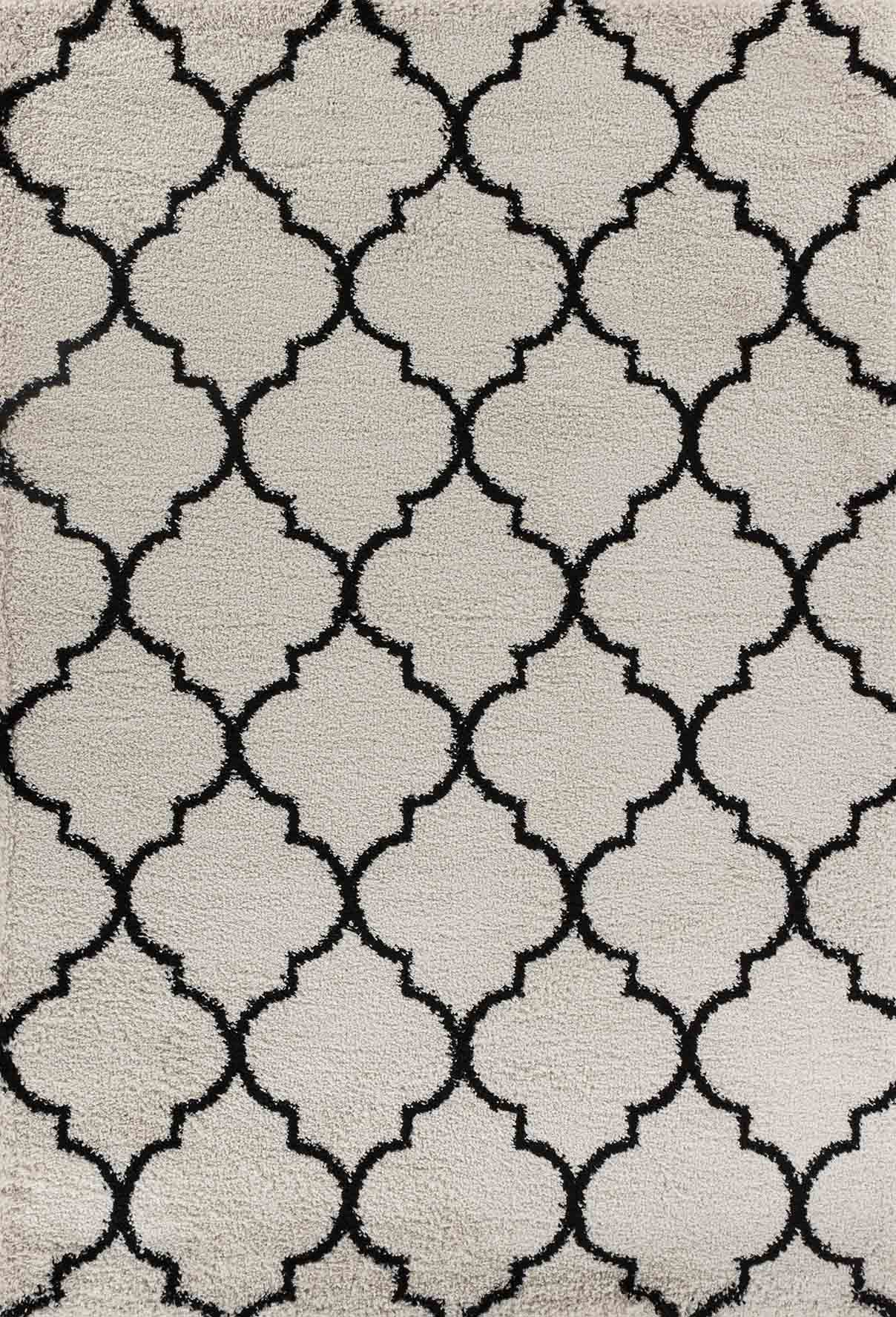 Marrakesh Trellis Shaggy Rug - Stone