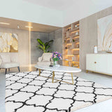 Marrakesh Trellis Shaggy Rug - Stone