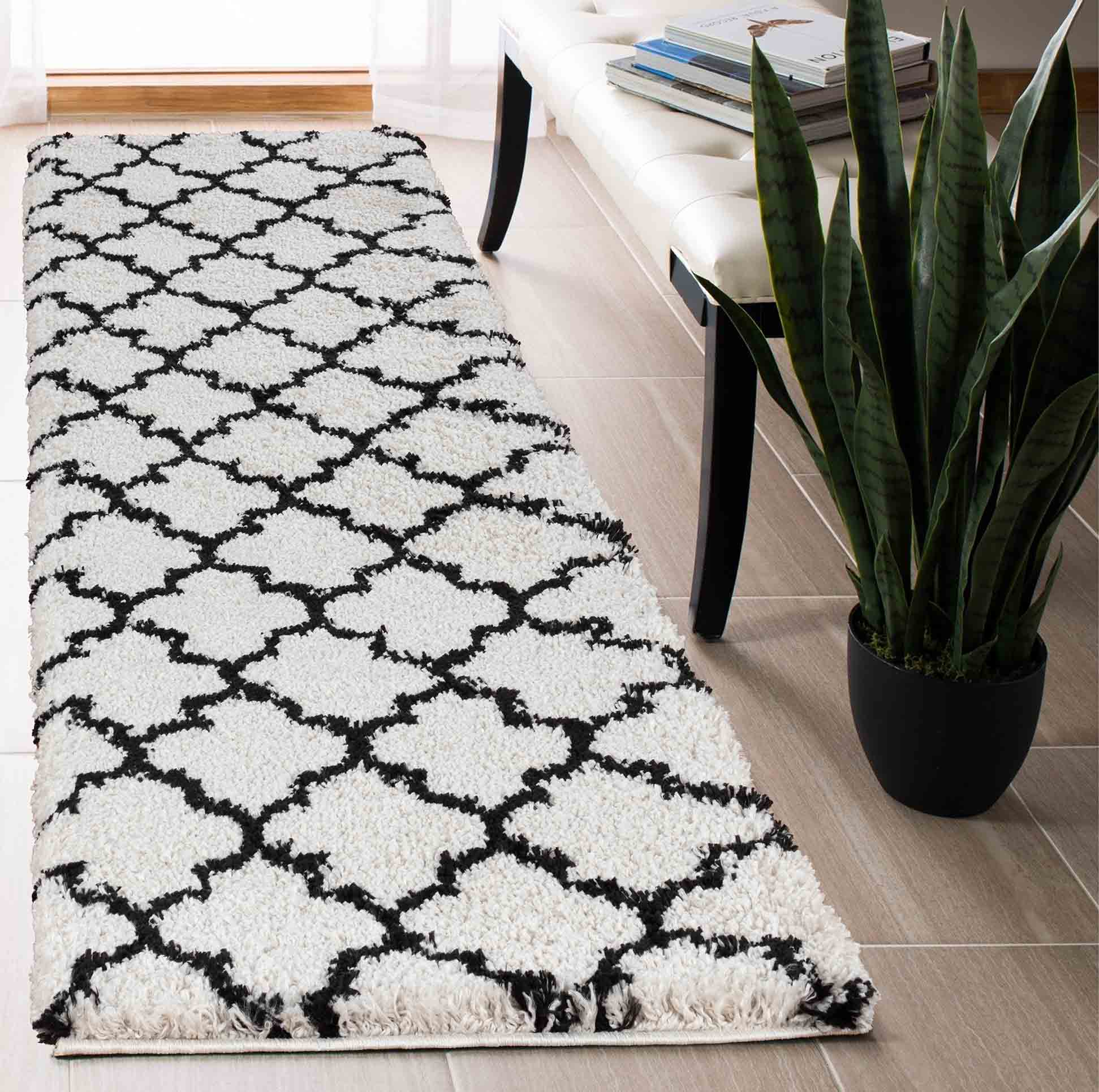 Marrakesh Trellis Shaggy Rug - Runners - 60x220 cm