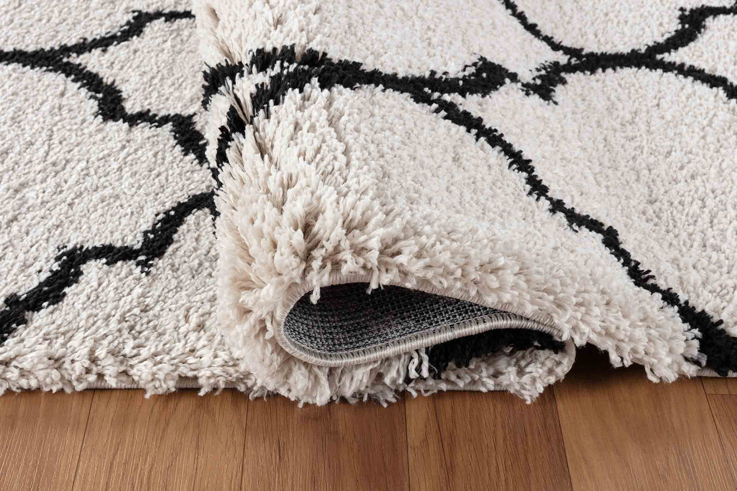 Marrakesh Trellis Shaggy Rug - Stone