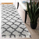 Marrakesh Bold Trellis Shaggy Rug - Dark Cream