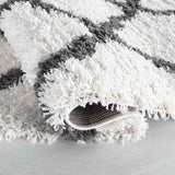 Marrakesh Bold Trellis Shaggy Rug - Dark Cream