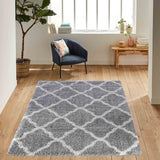 Marrakesh Bold Trellis Shaggy Rug - Grey