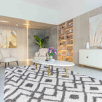 Marrakesh Distorted Checkered Shaggy Rug - Dark Cream