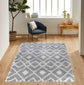 Marrakesh Distorted Checkered Shaggy Rug - Grey