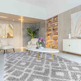 Marrakesh Distorted Checkered Shaggy Rug - 200x290 cm