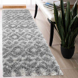 Marrakesh Distorted Checkered Shaggy Rug - Grey