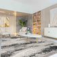 Elysium Mist metallic abstract rug, styled view 6
