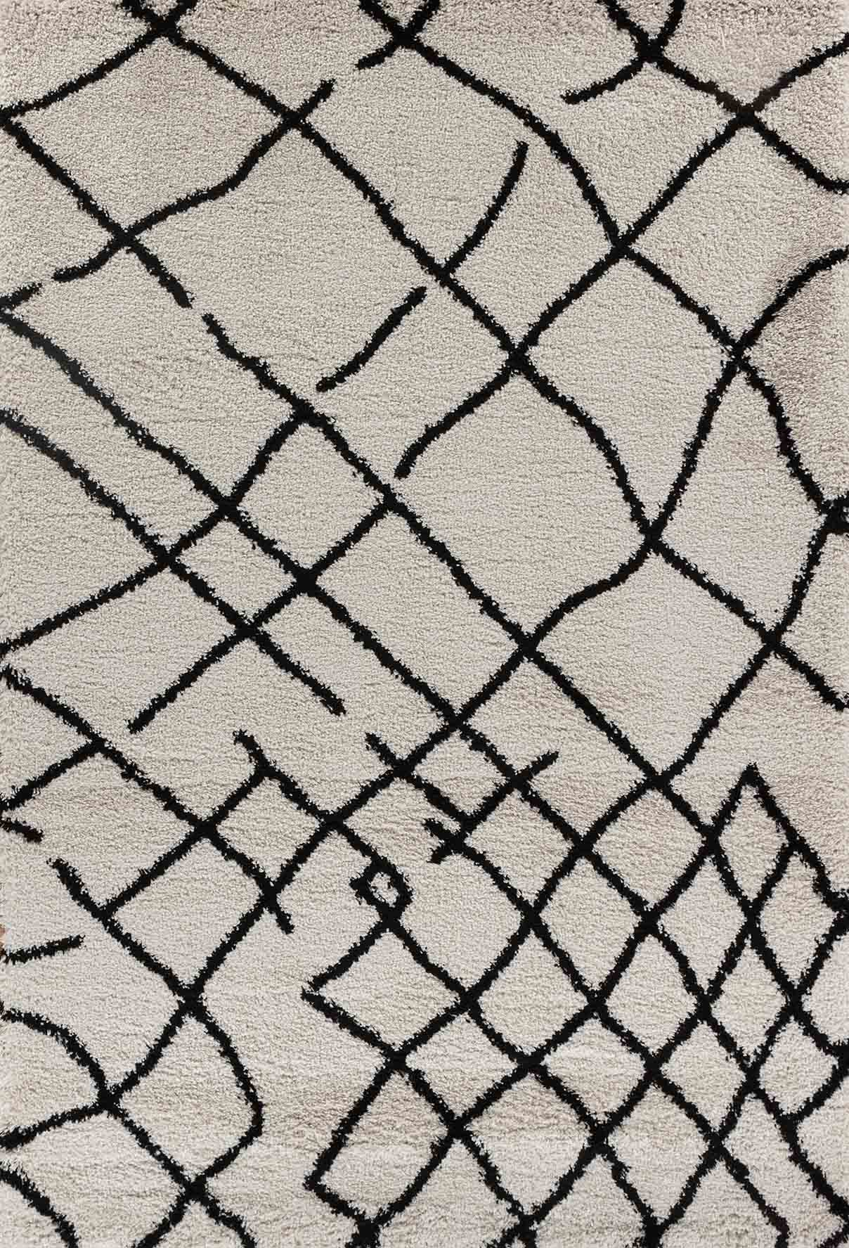 Marrakesh Abstract Shaggy Rug - Stone