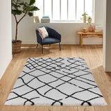 Marrakesh Abstract Shaggy Rug - Stone