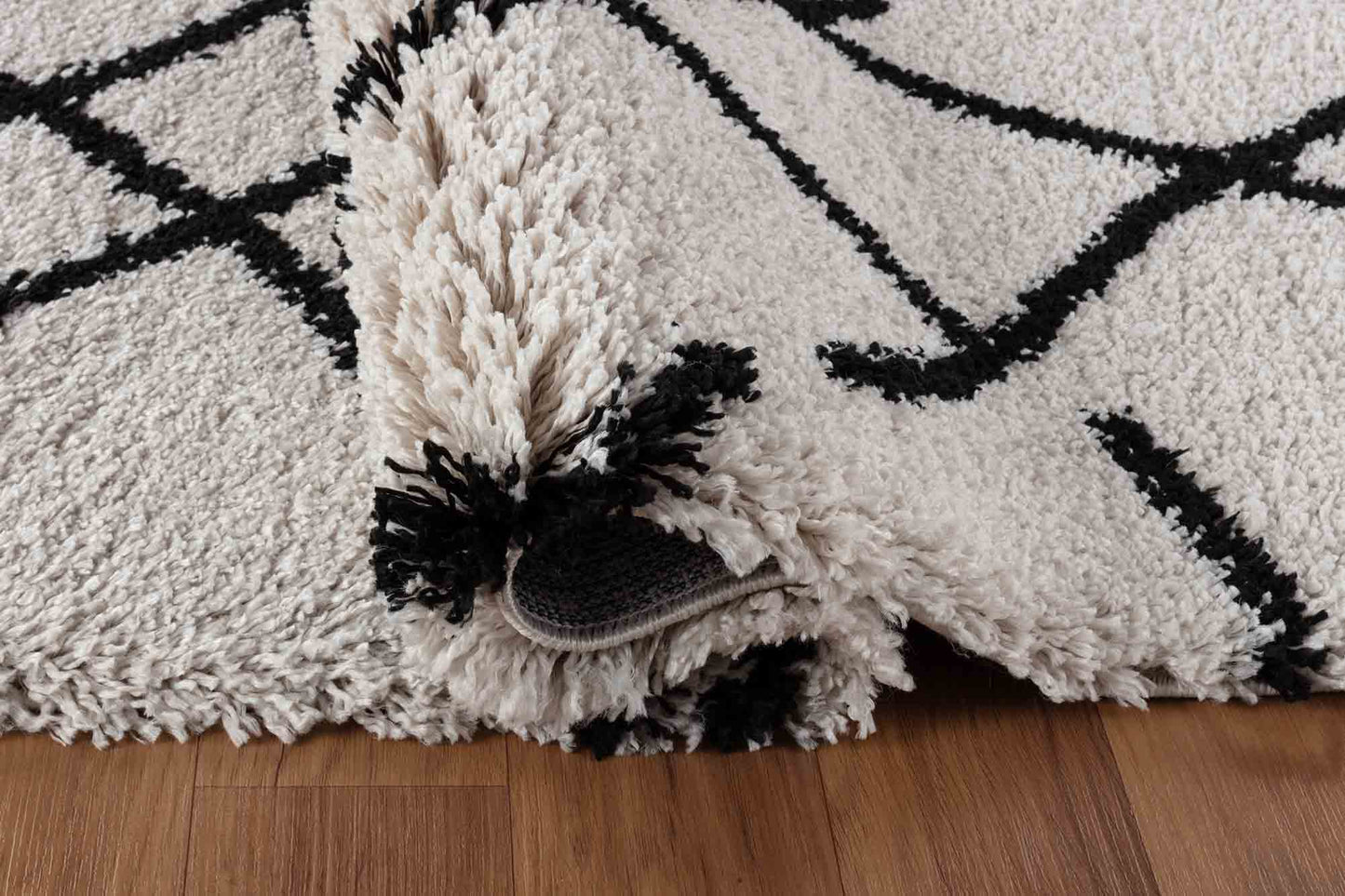 Marrakesh Abstract Shaggy Rug - Stone
