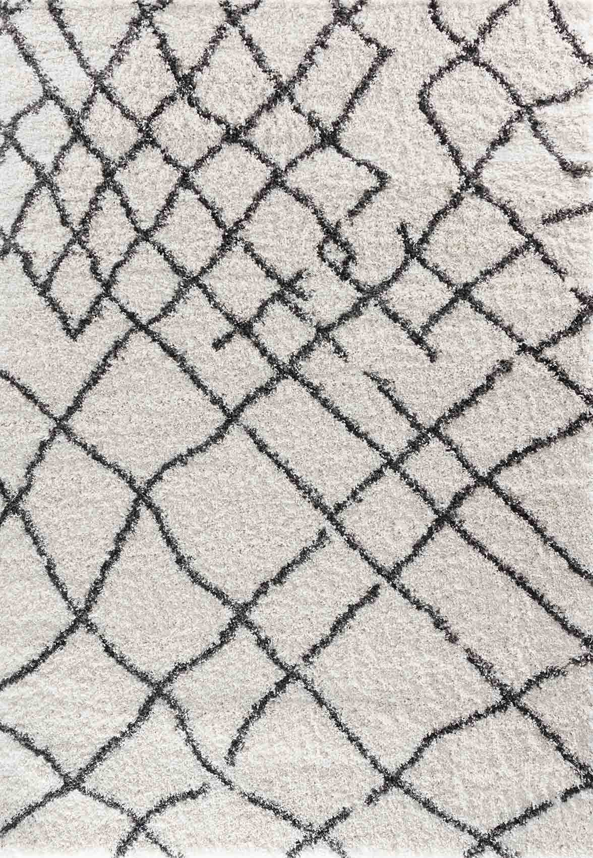 Marrakesh Abstract Shaggy Rug - Dark Cream