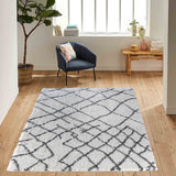 Marrakesh Abstract Shaggy Rug - Dark Cream