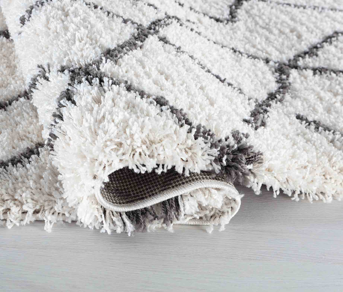 Marrakesh Abstract Shaggy Rug - Dark Cream