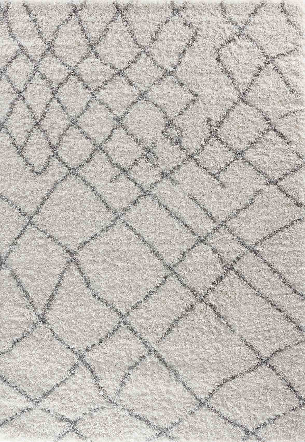 Marrakesh Abstract Shaggy Rug - Light Cream