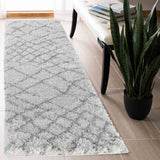 Marrakesh Abstract Shaggy Rug - Light Cream