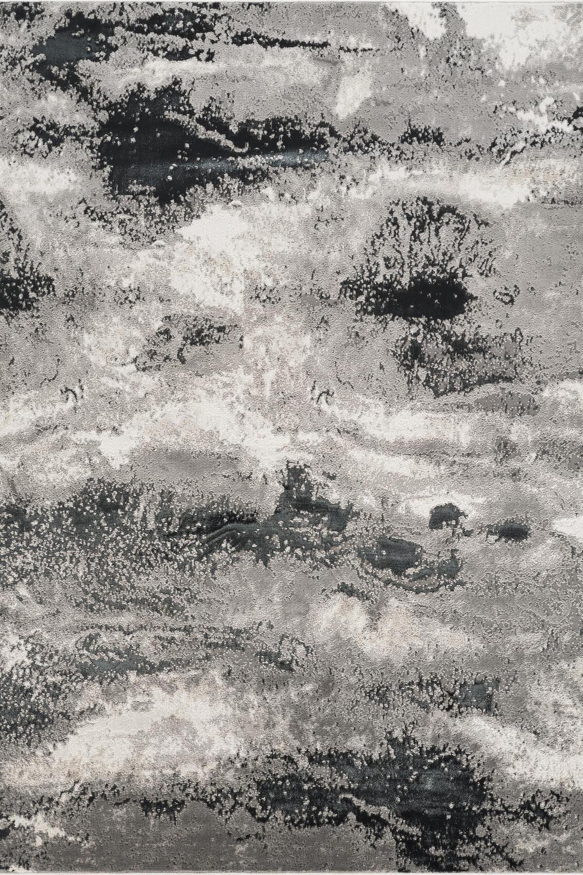 Elysium Mist metallic abstract rug, styled view 2