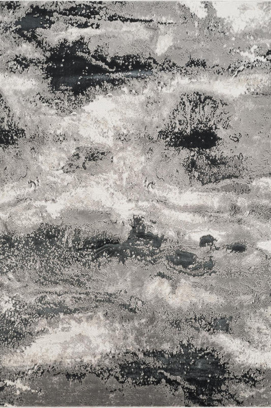 Elysium Mist metallic abstract rug, styled view 2