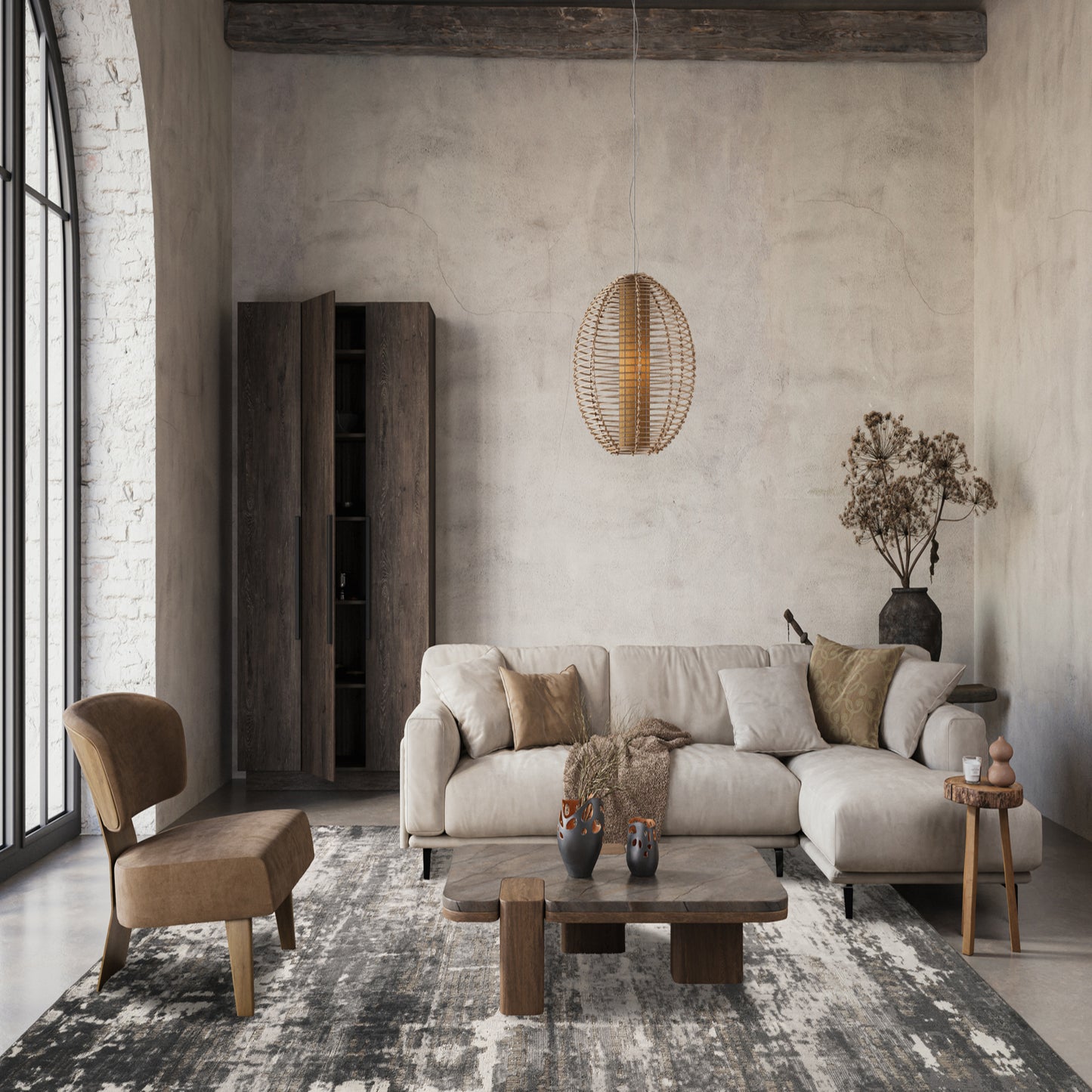 Mayfair Abyss metallic rug, styled view 3